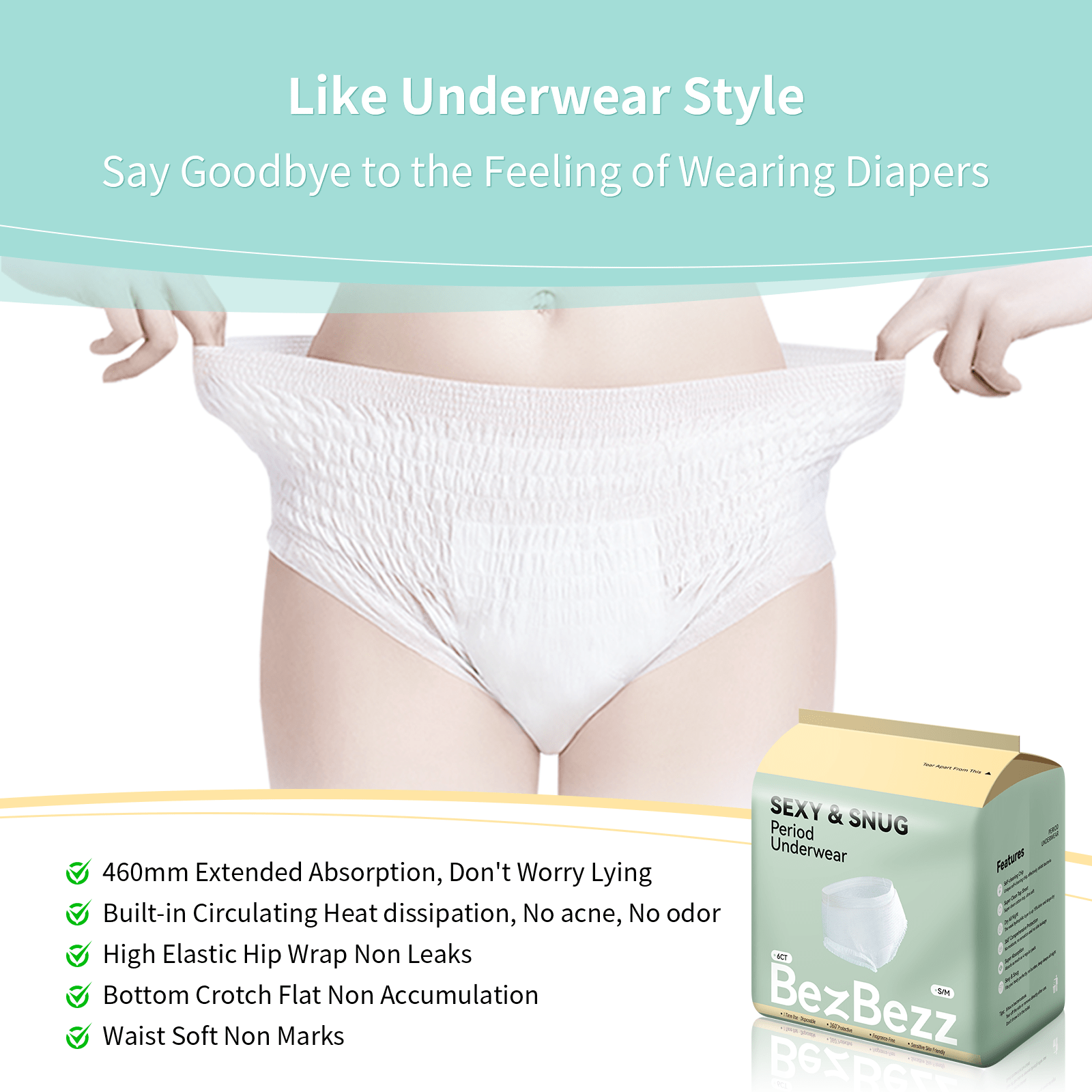 L/XL (10 Counts)Period Underwear | Disposable for Heavy Flow Women - BezBezz