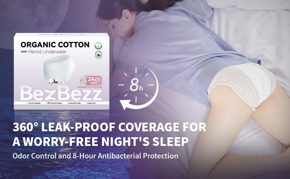 S/M (12 Counts)Period Underwear | Organic & Disposable for Heavy Flow Women - BezBezz
