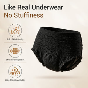 Disposable Period Underwear for Women, Heavy Flow L/XL, 32ct, Black