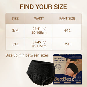 Disposable Period Underwear for Women, Heavy Flow L/XL, 32ct, Black