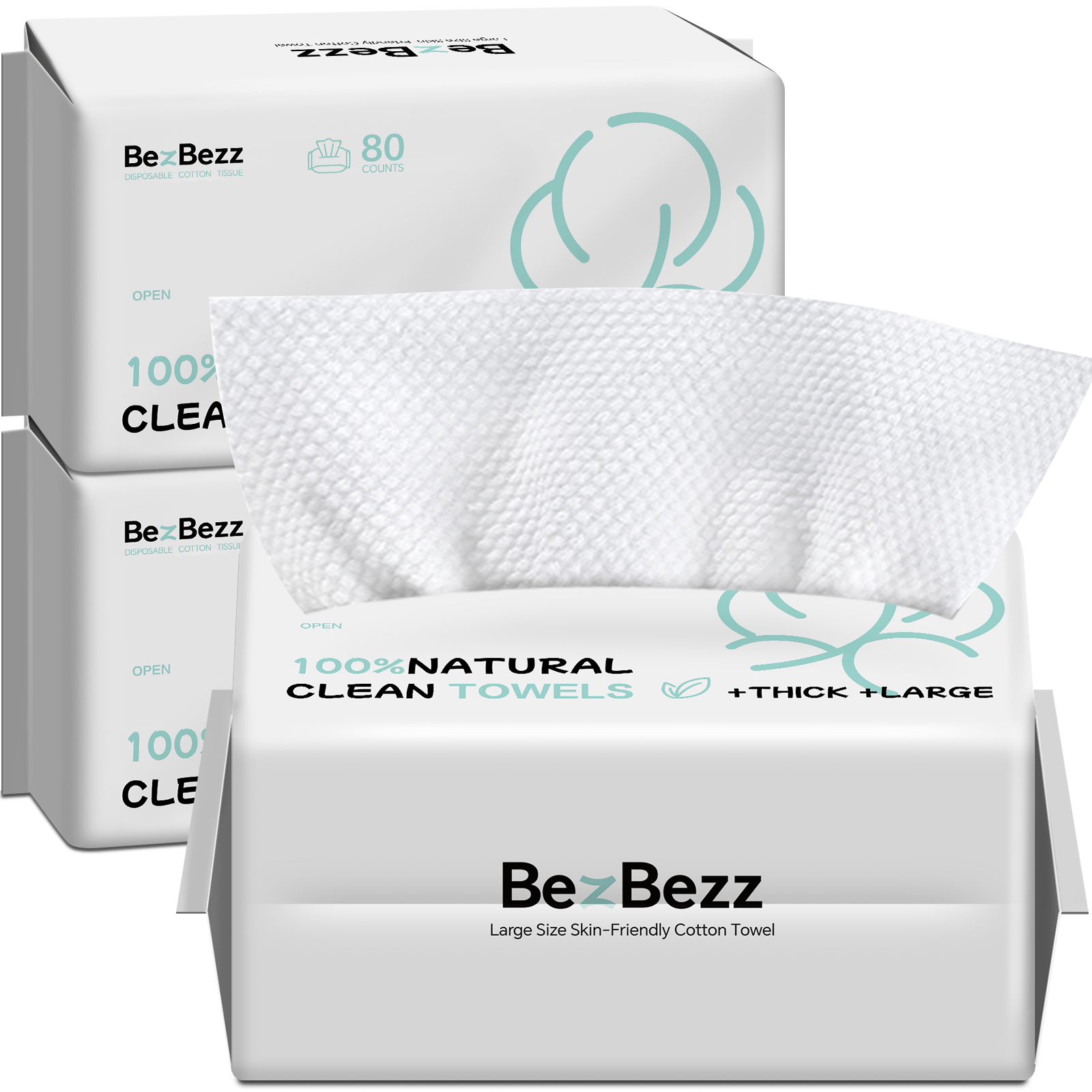 Disposable Skin Towels | Soft & Absorbent for Sensitive Skin 3 Packs - BezBezz