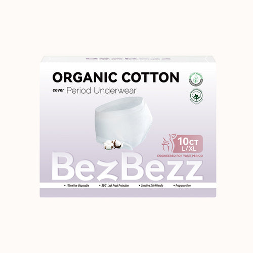 L/XL (10 Counts)Period Underwear | Organic & Disposable for Heavy Flow Women - BezBezz