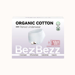 S/M (12 Counts)Period Underwear | Organic & Disposable for Heavy Flow Women - BezBezz